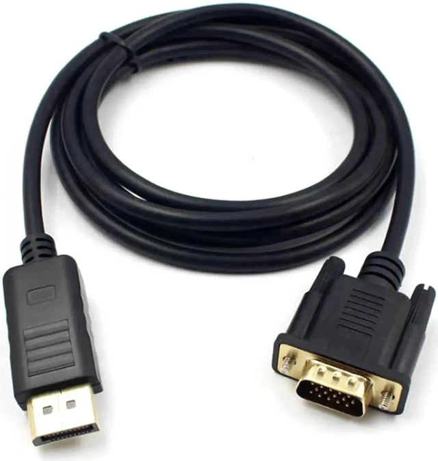 Alt view image 5 of 6 - DisplayPort to VGA Adapter, DP to VGA Cable 6 Feet Cable Male to Male Gold-Plated Cord Compatible for Lenovo, Dell, HP, ASUS and Other Brand, Black