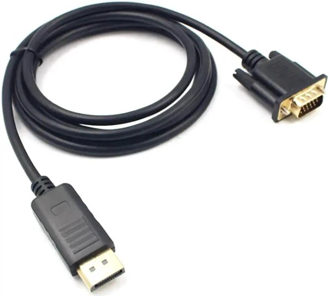 Alt view image 6 of 6 - DisplayPort to VGA Adapter, DP to VGA Cable 6 Feet Cable Male to Male Gold-Plated Cord Compatible for Lenovo, Dell, HP, ASUS and Other Brand, Black