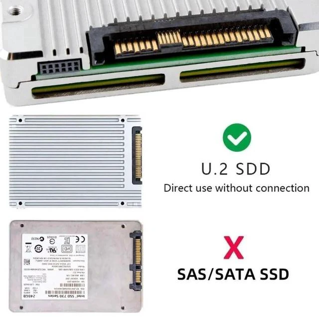 Alt view image 7 of 7 - 0.5M PCIe 5.0 x4 MCIO SFF-TA-1016 38Pin to U.2 SFF-8639 Cable with SATA 15Pin Power, 64Gbps High Speed MCIO Extension Wire for AI Server, HPC Workstation, U.2 NVMe SSD & External Storage Docking