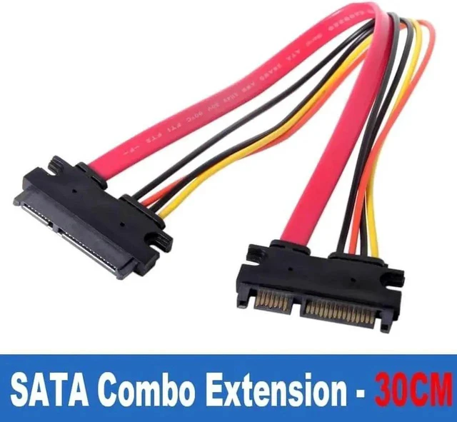Alt view image 3 of 3 - SATA 22Pin Power & Data Combo Extension Cable,SATA 7+15 Male to Female Cable-1 Foot