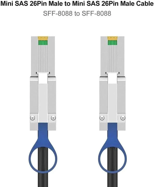 Alt view image 6 of 6 - 1M External Mini SAS Cable, SFF-8088 26Pin Male to SFF-8088 26Pin Male High-Speed Storage Server Cable