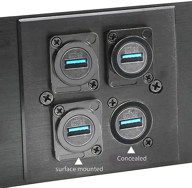 Alt view image 3 of 6 - USB3.0 D Type Panel Mount Adapter Male to Female Connector Straight Through Panel Socket for USB Extension Data Transfer 5Gbps Charging Black