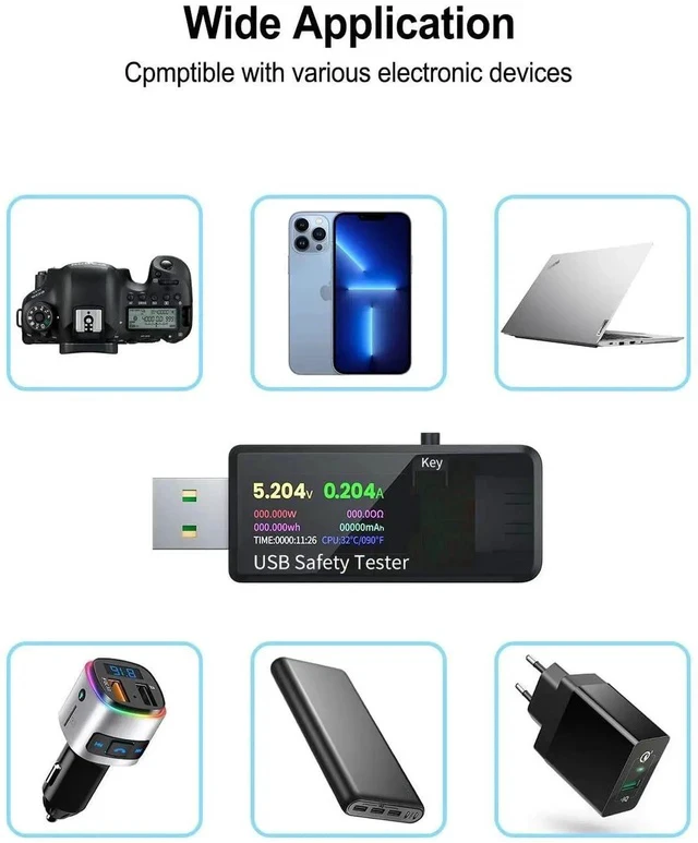 Alt view image 4 of 7 - USB 3.0 Tester Multimeter 3.7-32V 0-5.1A USB Voltage Tester USB Digital Current and Voltage Tester Meter Voltmeter Ammeter IPS Color Display Capacity Power Charger Detector