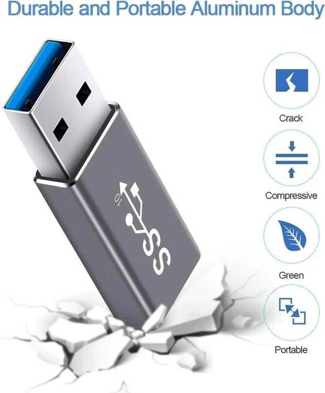 Alt view image 5 of 7 - Electop Updated USB 3.1 GEN 2 Male to Type C Female Adapter (2 Pack) Support Double Sides 10Gbps Charging & Data Transfer USB A to USB C 3.1 Converter(Space Gery)