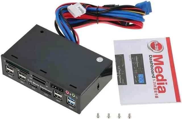 Alt view image 5 of 5 - Multi-Function USB 3.0 Hub eSATA SATA Port Internal Card Reader PC Dashboard Media Front Panel Audio for SD MS CF TF M2 MMC Memory Cards Fits 5.25" Bay