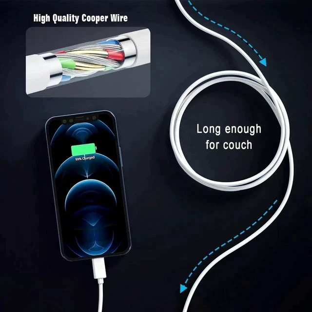 Alt view image 5 of 7 - USB C to Lightning Cable Carplay Cable 3FT Car iPhone Charger Fast Charging Cord for iPhone 14 13 12 11 Pro Max XR XS X 8 Plus Car Charging Cord