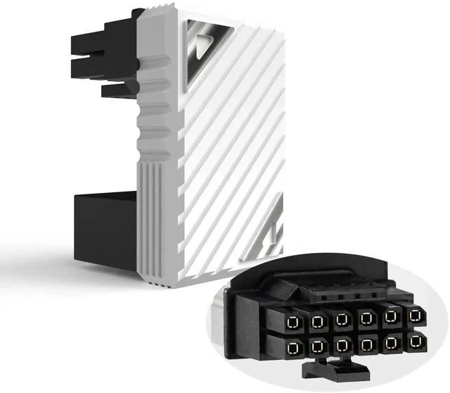 Main image of 16 Pin PCIe 5.0 12VHPWR 180 Degree U-Turn Adapter, Connector Z White Male to Female Angled GPU Power Connector for RTX 40/50 Series Desktop Graphics Card