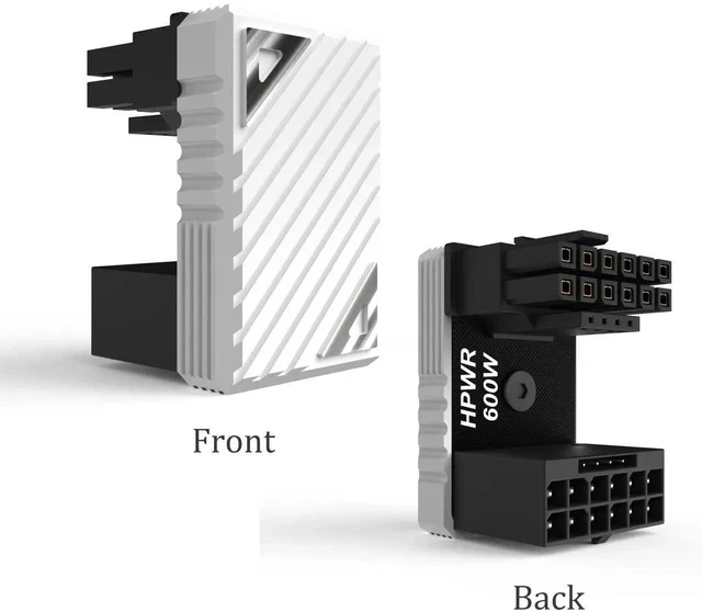 Alt view image 7 of 7 - 16 Pin PCIe 5.0 12VHPWR 180 Degree U-Turn Adapter, Connector Z White Male to Female Angled GPU Power Connector for RTX 40/50 Series Desktop Graphics Card