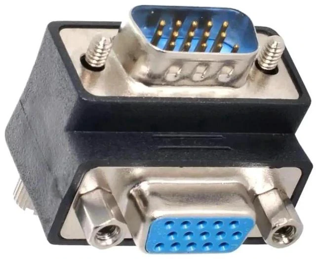 Alt view image 4 of 7 - 90 Degree Down Angled HDB15Pin VGA Male to Female Gender Changer, SVGA D-Sub Video Adapter for Graphics Card, Monitor & Projector