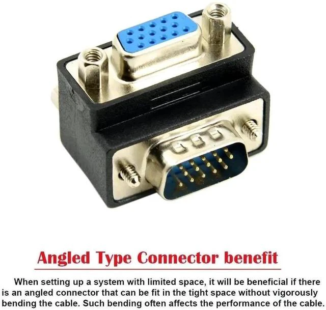 Alt view image 5 of 7 - 90 Degree Down Angled HDB15Pin VGA Male to Female Gender Changer, SVGA D-Sub Video Adapter for Graphics Card, Monitor & Projector