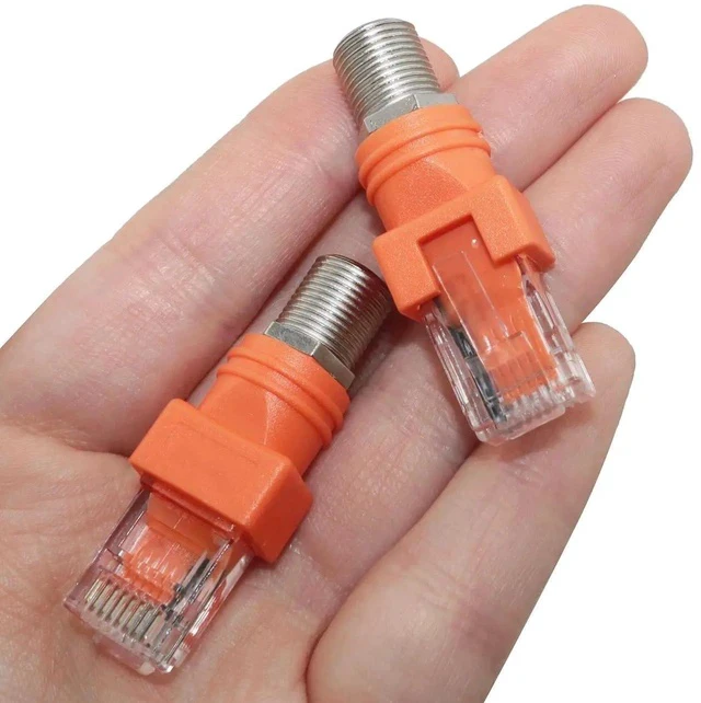 Alt view image 4 of 5 - 2PCS RJ45 Converter Adapter Coaxial Barrel Coupler Adapter Connector Coax Straight Connector