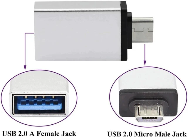 Alt view image 3 of 6 - 2-Pack OTG Micro to USB Adapter, Aluminum Alloy, Silver