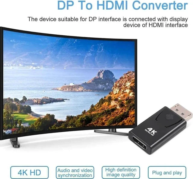 Alt view image 6 of 7 - 4K DisplayPort to HDMI Adapter 2 Pack, Gold-Plated DP Male to HDMI Female Converter, Unidirectional DP to HDMI Dongle Compatible with HP, Dell, Lenovo Laptops, Desktops, HDTV, Monitor, Projector, AMD