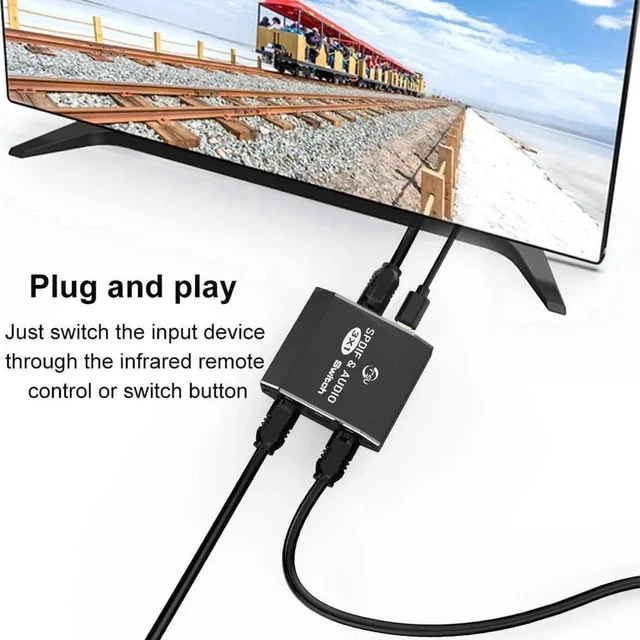 Alt view image 5 of 7 - 3 in 1 Out SPDIF Toslink Optical Audio Switcher Splitter with IR Remote, 3-Port Digital Optical Audio Selector Box for Soundbar, Amplifier, HDTV