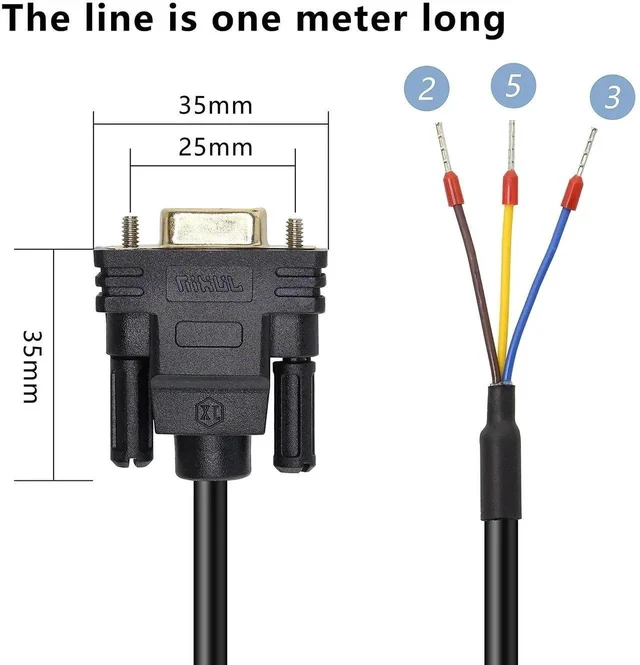 Alt view image 6 of 6 - DB9 Connector RS232 Serial Port Cable DB9 Adapters Solderless 9-Pin COM Port Breakout Replacement Cable Order:235 (Female) -1.5m/4.92Feet