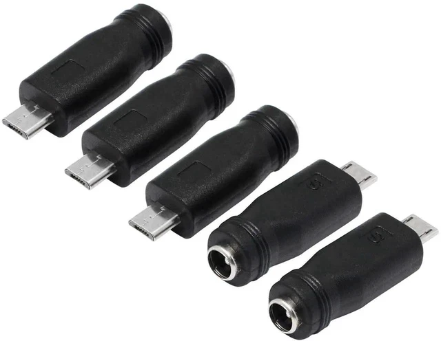 Alt view image 6 of 6 - 5 PCS USB Micro to DC Adapter Plugs Connectors 5.5 x 2.1mm