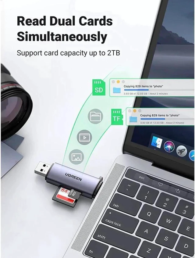 Alt view image 2 of 7 - Micro SD Card Reader USB C USB 3.0 to Memory Card Reader Adapter for External Camera Photo SD SDHC SDXC MicroSD UHS-I Compatible with Computer PC MacBook Air Pro Samsung Galaxy S22 iPad Pro
