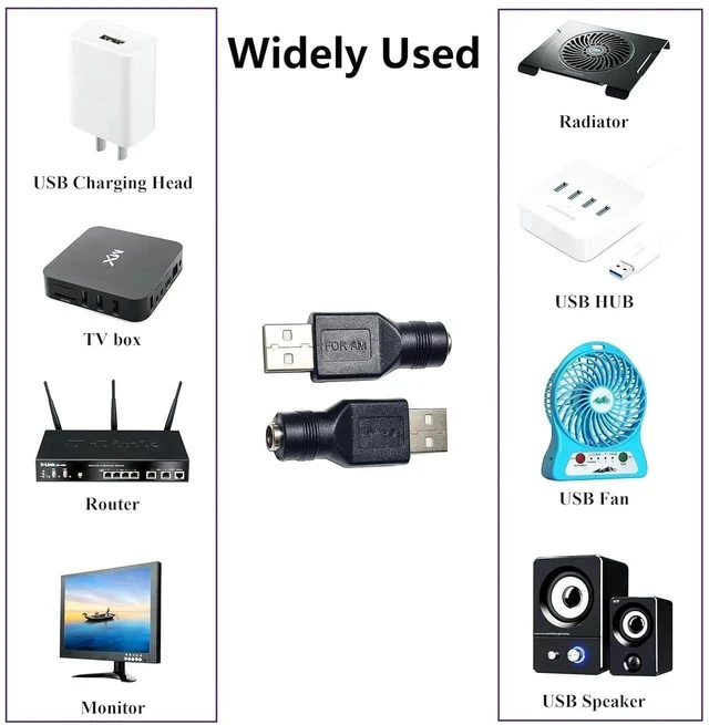 Alt view image 4 of 7 - USB to DC Power Adapter USB 2.0 A Male to DC 5.5x2.1mm Female Connector DC5521 Female to Type A Male Adapter for Laptop PC Smart Phone 2 PCS