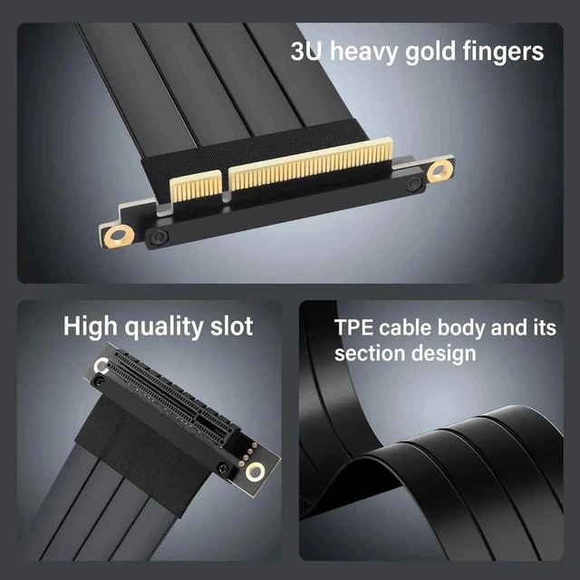 Alt view image 5 of 7 - PCIe 3.0 X8 Extension Cable PCI-E 8X Male to Female Riser Cable 25CM (90 Degree M/F)