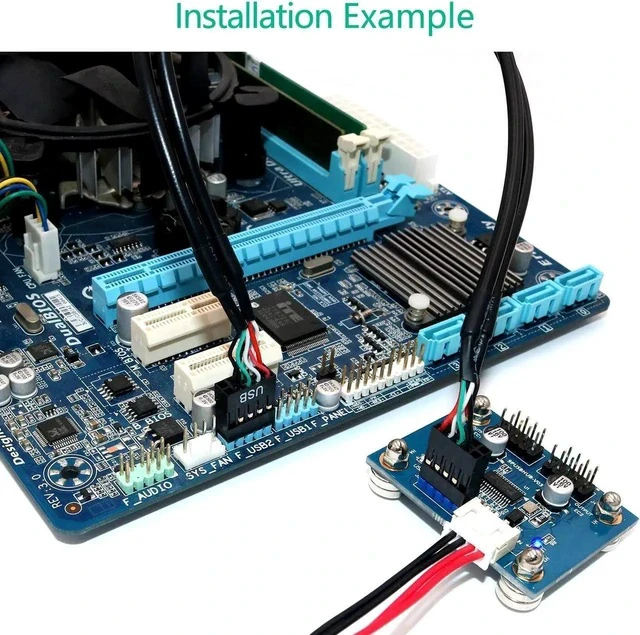 Alt view image 5 of 6 - Cable USB 9Pin Motherboard USB 9pin Male Header Hub Splitter Connector USB 2.0 Hub with Extension Cable SATA Cable Magnetic Base
