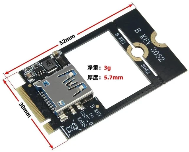 Alt view image 3 of 4 - NGFF M.2 B-Key to USB3.0 Adapter Card for Wireless Bluetooth WiFi Network Card