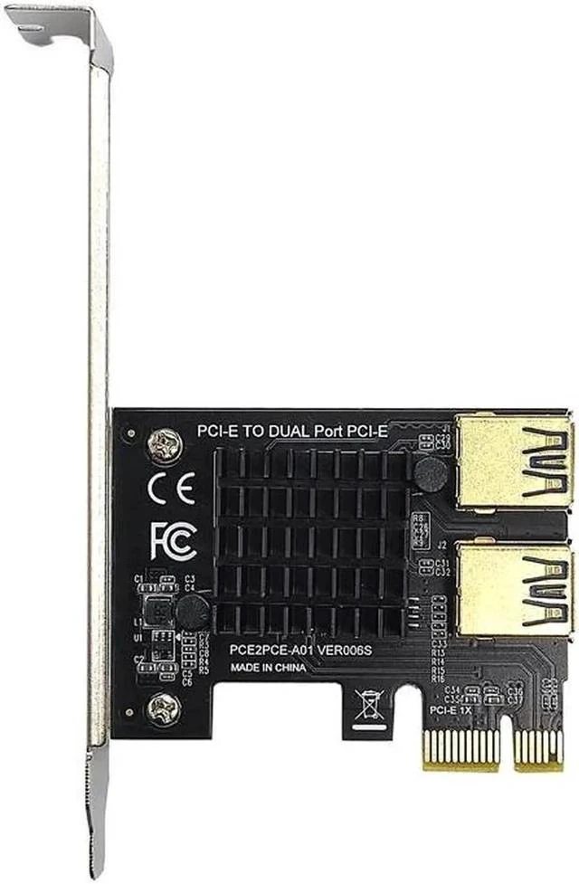 Alt view image 4 of 5 - Gold PCI Express Multiplier PCIE PCI-E Riser Card 1 to 2 USB 3.0 Hub X16 PCI Express 1X 16X Adapter For BTC Bitcoin Mining Miner
