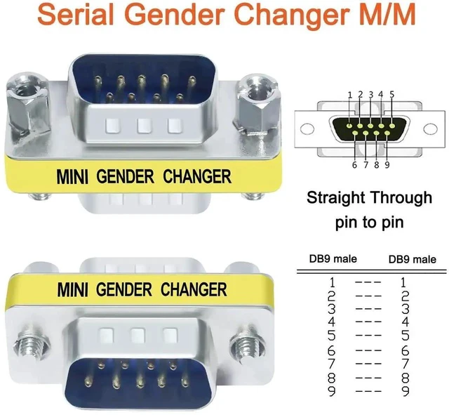 Alt view image 5 of 7 - Serial Adapter 3-Pack (DB9 F-F, M-F, M-M), Mini Size RS232 Coupler, Female to Male 9 Pin Connector, for PC Computer Data Transfer