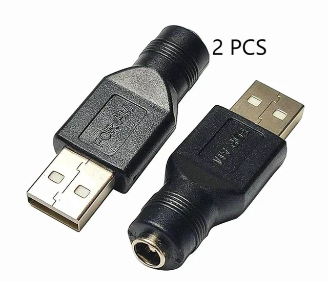 Alt view image 3 of 7 - USB to DC Power Adapter USB 2.0 A Male to DC 5.5x2.1mm Female Connector DC5521 Female to Type A Male Adapter for Laptop PC Smart Phone 2 PCS