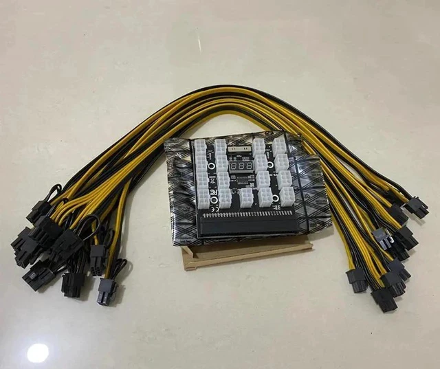 Alt view image 3 of 6 - Kit de placa de arranque de 17 puertos con 17 piezas, 6 pines a 6 + 2 pines, 8 pines, Cables de alimentación macho para fuente de alimentación de minería GPU BTC de 1200W/750W