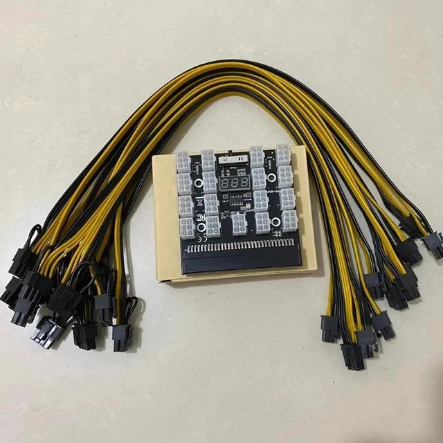 Alt view image 4 of 6 - Kit de placa de arranque de 17 puertos con 17 piezas, 6 pines a 6 + 2 pines, 8 pines, Cables de alimentación macho para fuente de alimentación de minería GPU BTC de 1200W/750W