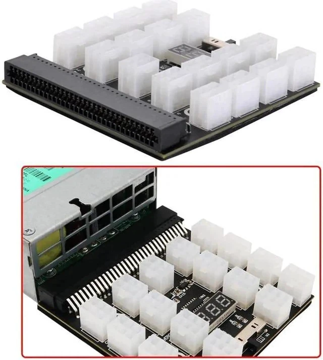 Alt view image 5 of 6 - Kit de placa de arranque de 17 puertos con 17 piezas, 6 pines a 6 + 2 pines, 8 pines, Cables de alimentación macho para fuente de alimentación de minería GPU BTC de 1200W/750W