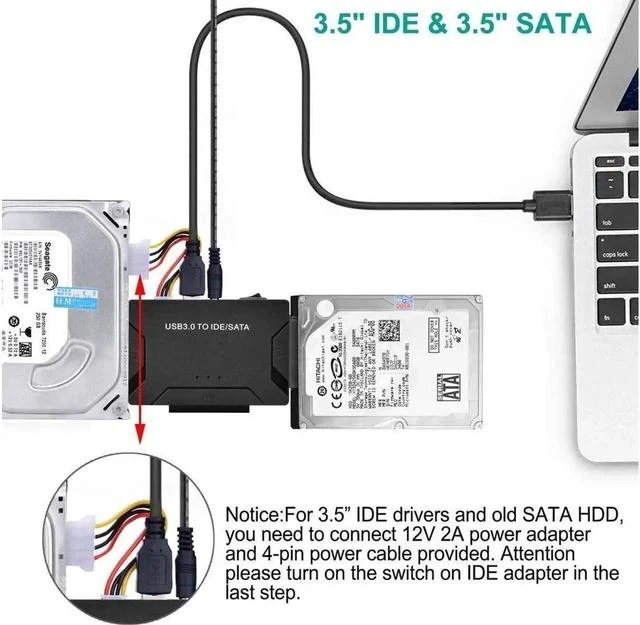Alt view image 2 of 7 - SATA To USB IDE Adapter USB 3.0 Sata 2.5 3.5 Inch Hard Disk Drive HDD SSD USB Converter IDE SATA To USB SATA Adapter Cable