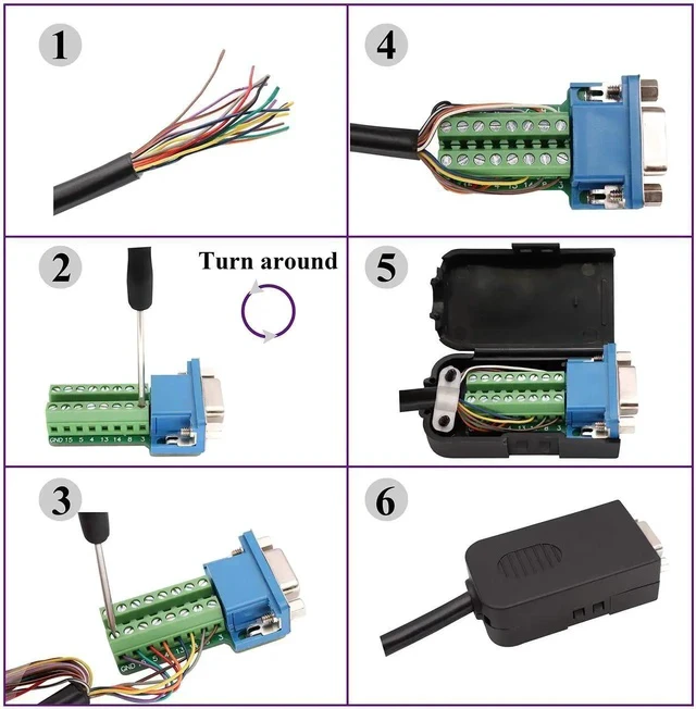 Alt view image 5 of 7 - VGA Screw Terminal Block Adapter D-SUB 15 Pin 3 Row DB15 VGA Female to 16 Pin/Way Female Serial Terminal Breakout Board Connector Signal Module with case (2Pcak/Female)
