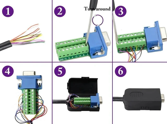 Alt view image 7 of 7 - VGA Bolt Screw Adapte D-SUB DB15 VGA Female Port to 15 Pin/Way Female Terminal Breakout Board Connector DB15 3 Row VGA Terminal Adapter with Case&Screw (2Pcak/Female)