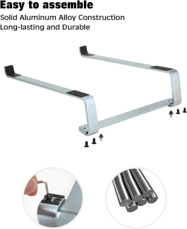 Alt view image 6 of 7 - Aluminum Laptop Stand for Desk - Cooling Ergonomic Design - Fits MacBook Air Pro//HP//ThinkPad/Alienware - 14/15.6/16 -Easy Assembly- Ventilated Laptop Stand - Blue Grey