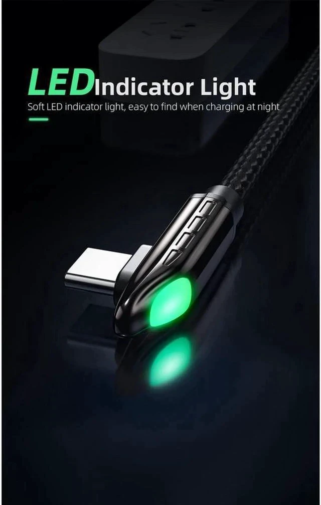 Alt view image 2 of 7 - 66W USB C to USB C Cable Right Angle 90 Degree 6A PD QC 4.0 Type C to Type C Cable Super Fast Charging USB C Cable(3.3ft, 1 Pack)