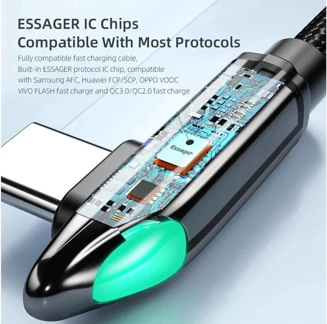 Alt view image 7 of 7 - 66W USB C to USB C Cable Right Angle 90 Degree 6A PD QC 4.0 Type C to Type C Cable Super Fast Charging USB C Cable(3.3ft, 1 Pack)