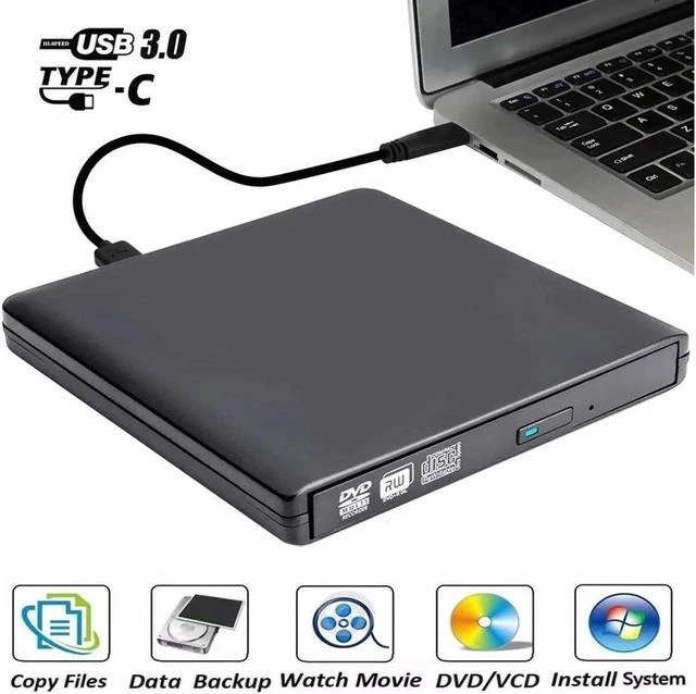 Main image of Aluminum External CD DVD Drive USB 3.0 Type-C Portable CD/DVD /-RW Drive/DVD Optical Drive disc Player for Laptop Slim CD ROM Rewriter Burner for Mac Laptop Desktop PC Windows Linux OS