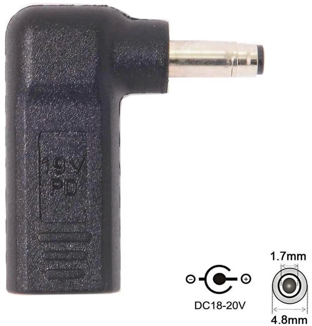 Alt view image 4 of 6 - USB 3.1 Type C USB-C to PD Emulator Trigger 90 Degree Angled Adapter (4.8x1.7mm Blue)