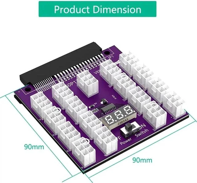 Alt view image 3 of 6 - ATX 17x 6Pin Power Supply Breakout Board Adapter Converter 17 x PCIe Port 6Pin Power Connector 12V for Ethereum BTC Miner Mining
