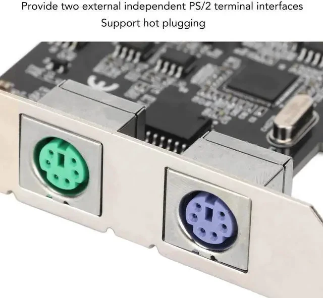 Alt view image 4 of 7 - PCIe x1 Dual PS/2 Expansion Card, PCI Express PS2 Keyboard & Mouse Controller Card with No USB Circuit, SATA 15-Pin Power Supply, for Industrial PC, POS, Server KVM & Legacy Devices