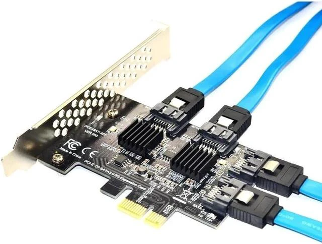 Alt view image 2 of 3 - 4 Ports SATA 6G PCI Express Controller Card PCI-e to SATA III 3.0 converter with Heat Sink Expansion Adapter Board for PC