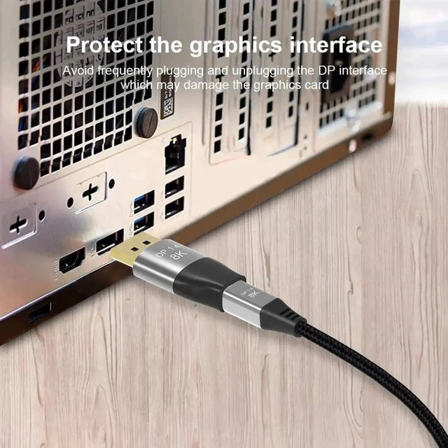 Alt view image 4 of 6 - Bi-Directional Mini DP to DP 1.4 Adapter, Male DisplayPort to Female Mini DisplayPort Converter Supports 8K@60Hz 4K@144Hz for Laptop Monitor Gaming PC