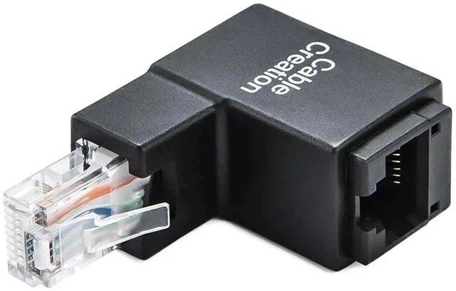 Alt view image 5 of 7 - 90° & 270° Up/Down Right Angle RJ45 Ethernet Adapter, Cat5e Cat6 Male to Female Angled LAN Connector for Space-Saving Network Wiring