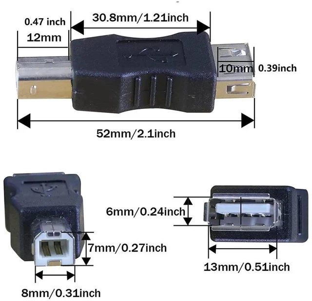 Alt view image 4 of 5 - USB 2.0 A Female to USB B Male Print Adapter Converter - 2 PCS