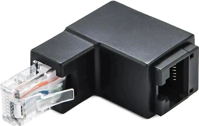 Alt view image 2 of 7 - 90° & 270° Up Angle RJ45 Ethernet Adapter, 8P8C Male to Female Cat5e Cat6 LAN Cable Right Angle Extender Connector