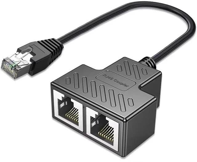 Main image of 1 to 2 RJ45 Ethernet Splitter Adapter, LAN Internet Splitter Compatible with Cat5/Cat5e/Cat6/Cat7/Cat8 Cable, Works with Starlink Ethernet Connection