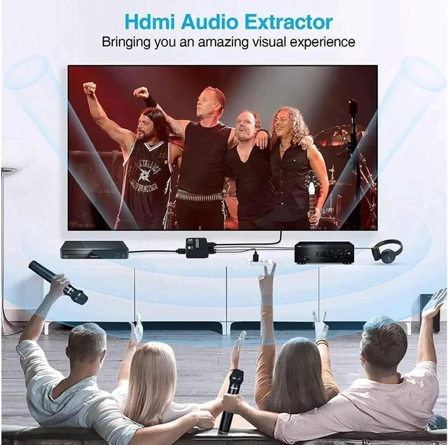 Alt view image 2 of 7 - 4K60Hz HDMI Splitter with Audio Extractor + Optical and 3.5mm Audio Output Support 3D for PS4 Xbox One DVD Blu-ray Player HD TV Projector