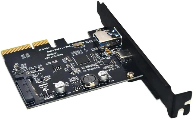 Alt view image 2 of 5 - Add On Card USB 3.1 Type C PCIe Expansion Card PCI-e to 1 Type C and 1 Type A 3.0 USB Adapter PCI Express Riser Card For Desktop