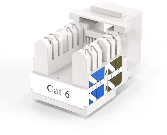 Alt view image 7 of 7 - 10 Pack White Cat6 RJ45 Keystone Jack, Ethernet Modular Female Keystone Connector for Wall Plate Network Cabling